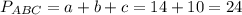 P_{ABC}=a+b+c=14+10=24