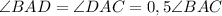 \angle BAD=\angle DAC=0,5\angle BAC