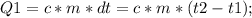 Q1=c*m*dt=c*m*(t2-t1);\\