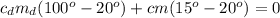 c_{d}m_{d}(100^o-20^o)+cm(15^o-20^o)=0