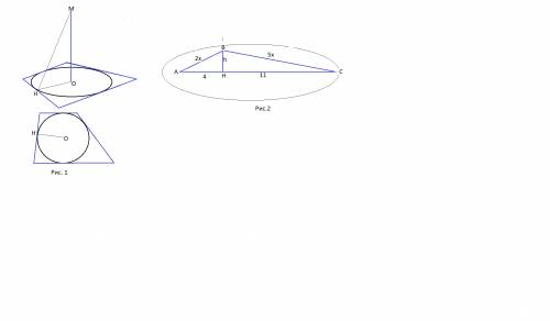 Решить . 1)из центра o окружности, вписанной в трапецию,восстановлен перпендикуляр om к плоскости тр