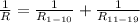 \frac{1}{R} = \frac{1}{R_{1-10}} + \frac{1}{R_{11-19}}