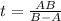 t=\frac{AB}{B-A}