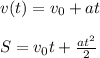 v(t)=v_0+at\\\\S=v_0t+\frac{at^2}{2}