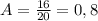 A=\frac{16}{20}=0,8