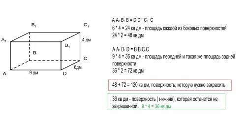 Боковые стороны ящика без крышки необходимо покрасить краской.длина ящика равна 9дм,ширина 6дм,а выс