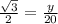 \frac{\sqrt{3}}{2}=\frac{y}{20}