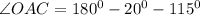 \angle OAC=180^0-20^0-115^0