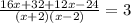 \frac{16x+32+12x-24}{(x+2)(x-2)}=3