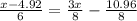 \frac{x-4.92}{6}=\frac{3x}{8}-\frac{10.96}{8}