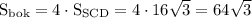 \mathrm{S_{bok}=4\cdot S_{SCD}=4\cdot 16\sqrt{3}=64\sqrt{3}}