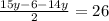 \frac{15y-6-14y}{2}=26