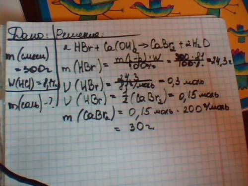 Какая масса соли образуется при взаимодействии 300г раствора с массовой долей бромоводородной кислот