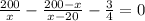 \frac{200}{x}-\frac{200-x}{x-20}-\frac{3}{4}=0