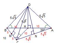 №1 в основание пирамиды dabc лежит треугольнок abc .|_c=90 |_a=30 bc=10 боковые рёбра пирамиды равно