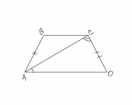 Найдите угол авс равнобедренной трапеции авсd если диагональ ас образует с основанием аd и боковая с