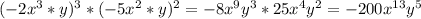 (-2x^3*y)^3*(-5x^2*y)^2=-8x^9y^3*25x^4y^2=-200x^{13}y^5