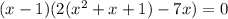 (x-1)(2(x^2+x+1)-7x)=0