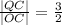 \frac{|QC|}{|OC|} = \frac{3}{2}