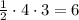 \frac{1}{2}\cdot 4 \cdot 3 = 6