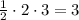 \frac{1}{2}\cdot2\cdot3=3