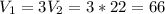 V_1=3V_2=3*22=66