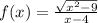 f(x)=\frac{\sqrt{x^2-9}}{x-4}