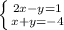 \left \{ {{2x-y=1} \atop {x+y=-4}} \right.