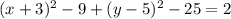 (x + 3)^{2} - 9 + (y - 5)^{2} - 25 = 2