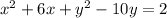 x^{2} + 6x + y^{2} - 10y = 2