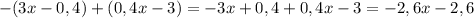 -(3x-0,4)+(0,4x-3)=-3x+0,4+0,4x-3=-2,6x-2,6\\