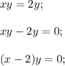 xy=2y;\\\\xy-2y=0;\\\\(x-2)y=0;