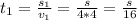 t_1=\frac{s_1}{v_1}=\frac{s}{4*4}=\frac{s}{16}