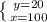 \left \{ {{y=20} \atop {x=100}} \right.