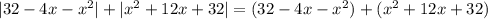 |32-4x-x^2|+|x^2+12x+32|=(32-4x-x^2)+(x^2+12x+32)