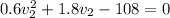 0.6v_2^2+1.8v_2-108=0