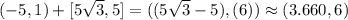 (-5 , 1 ) + [{5 \sqrt3} , 5] =(({5 \sqrt3} - 5) , (6)) \approx (3.660 , 6)