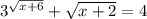 3^{\sqrt{x+6}}+\sqrt{x+2}=4