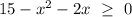 15-x^2-2x \ \geq \ 0