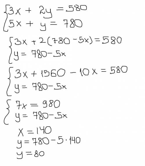 Решите с системы линейных уравнений девочка за 3 кг конфет и 2 кг печенья заплатила 580 тегнге друга