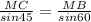 \frac{MC}{sin 45} = \frac{MB}{sin60}