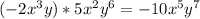 (-2x^3y) * 5x^2y^6=-10x^5y^7