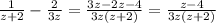 \frac{1}{z+2}- \frac{2}{3z} = \frac{3z-2z-4}{3z(z+2)}= \frac{z-4}{3z(z+2)}