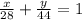 \frac{x}{28} + \frac{y}{44} =1