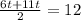 \frac{6t+11t}{2}=12