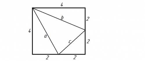Вквадрате сторона которого равна 4 см, середины двух смежных сторон соеденены между собой и с против