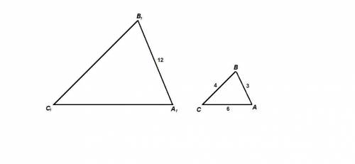 Треугольник abc подобен a1b1c1,ab=3см bc=4см ac=6смa1b1=12см,вычислите a1b1 и a1c1