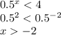 0.5^{x} < 4\\0.5^{2}<0.5^{-2}\\ x-2