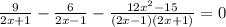 \frac{9}{2x+1} - \frac{6}{2x-1} - \frac{12x^{2}-15}{(2x-1)(2x+1)}=0