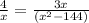 \frac{4}{x} = \frac{3x}{(x^2-144)}